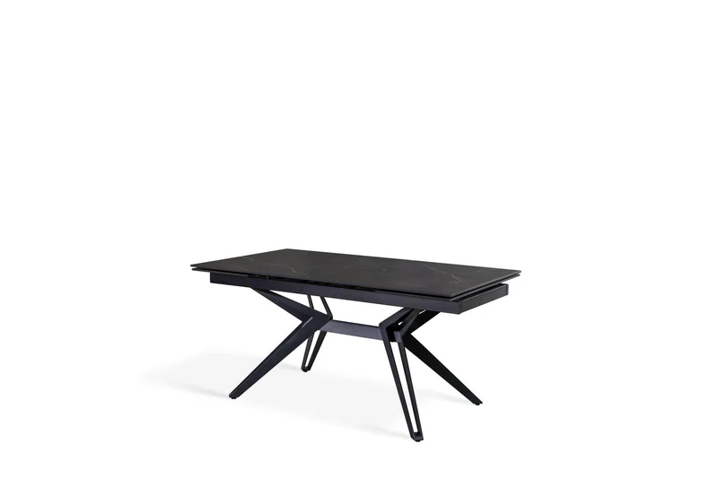 Tavolo Allungabile Nero Opaco con Gambe a H, 90x160-240x76 cm