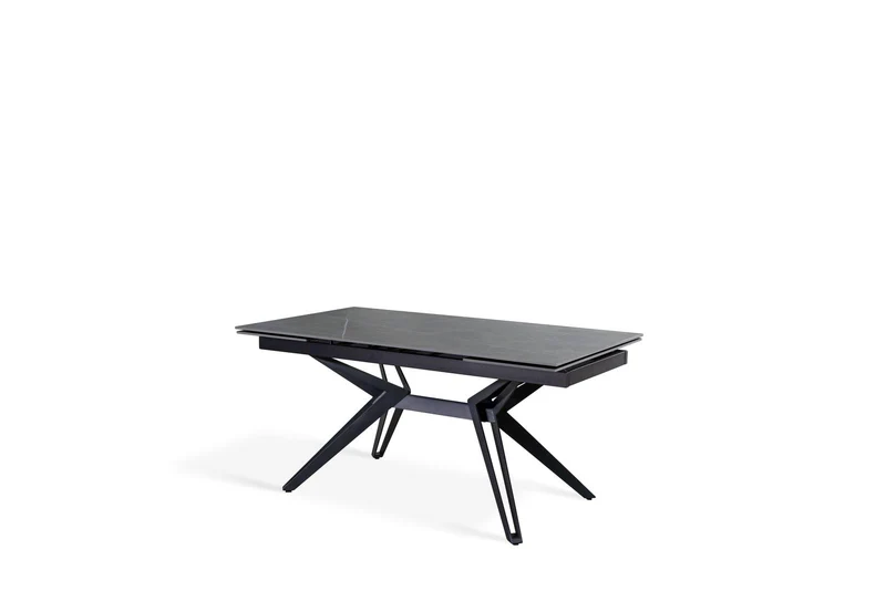 Tavolo Allungabile Grigio-Negro Opaco, Gambe a H, 90x160-240x76