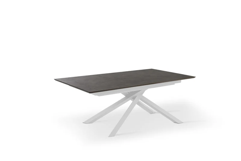 Tavolo allungabile con top ruggine e gambe bianche 170/270x90x76h cm