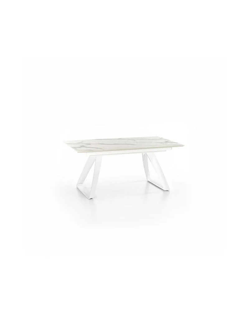 Tavolo Allungabile Barret 170-270x90, Marmo Calacatta, Gambe Bianco