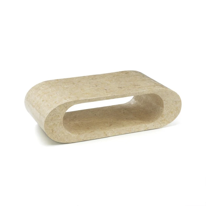 Tavolino moderno pietra beige cm 120 x 62 x h 35