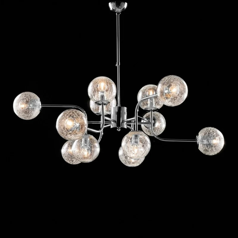 Lampadario moderno in ferro cromo lucido 12 luci cm 105