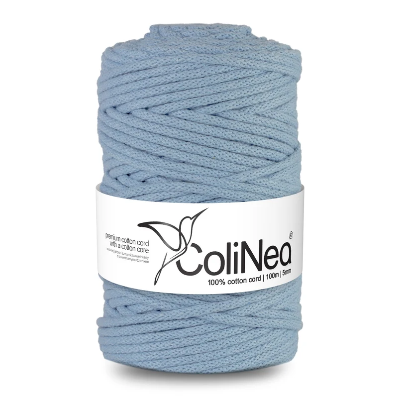 ColiNea, cordino in cotone con anima in cotone, intrecciato, 5mm, 100m, blu