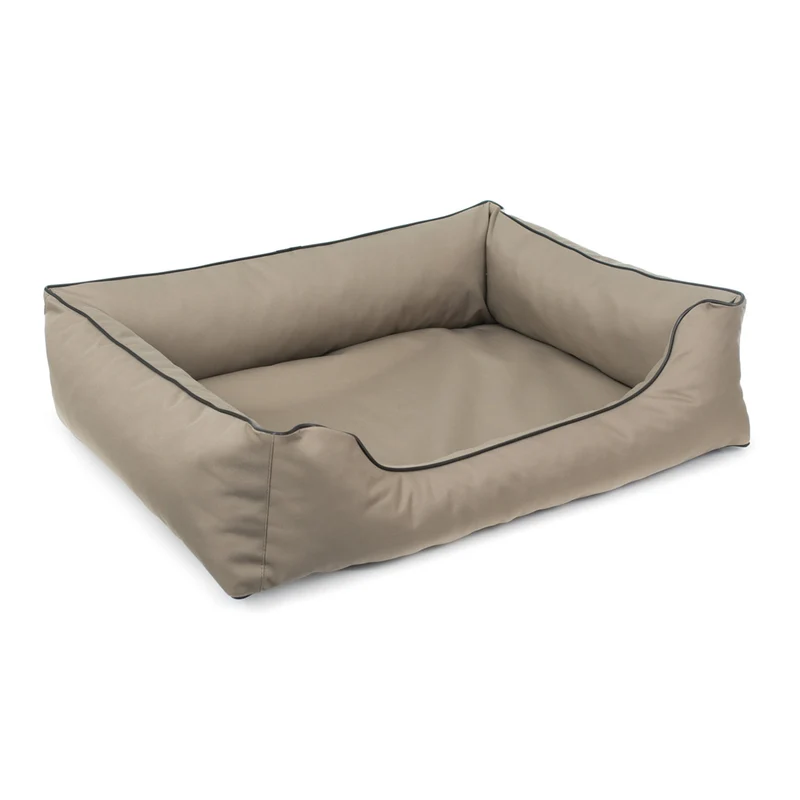 Valencia Divano ortopedico per cani in beige con finiture nere 100 x 75 cm