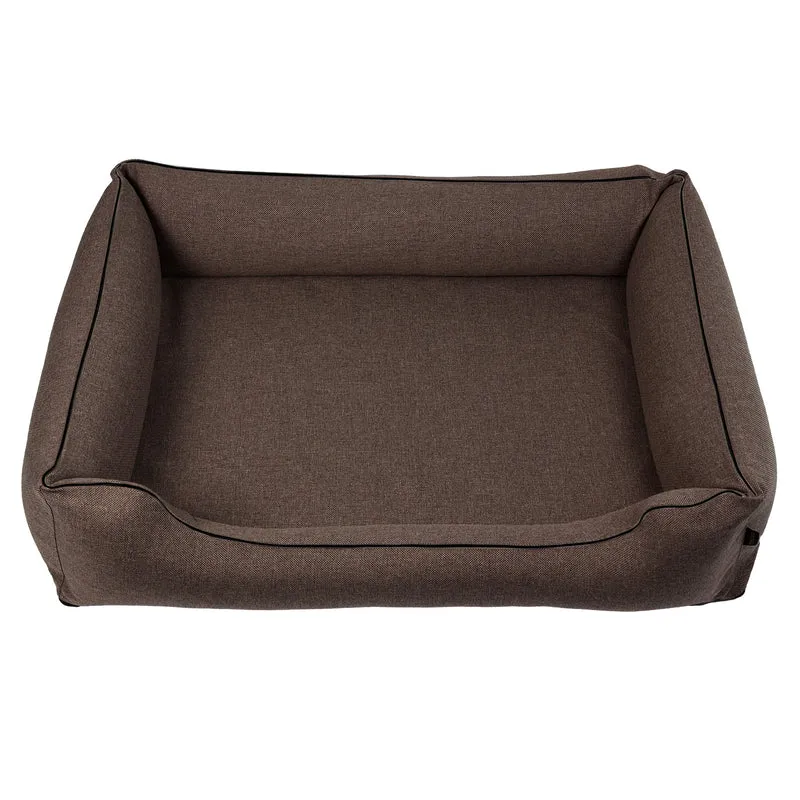 Letto per cani Mestizo, 100x75 cm, marrone con bordi neri, SMTF-BRO-B-3