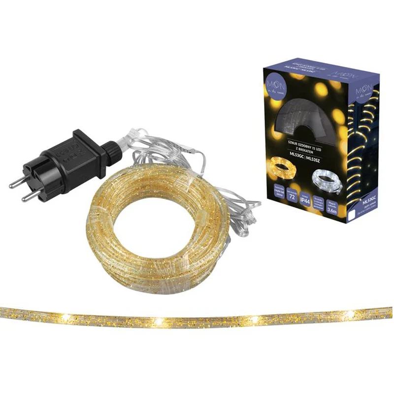 Moon in the Room Catena di luci natalizie 72 LED Cordone con lampade LED glitterate Glitter Bianco caldo
