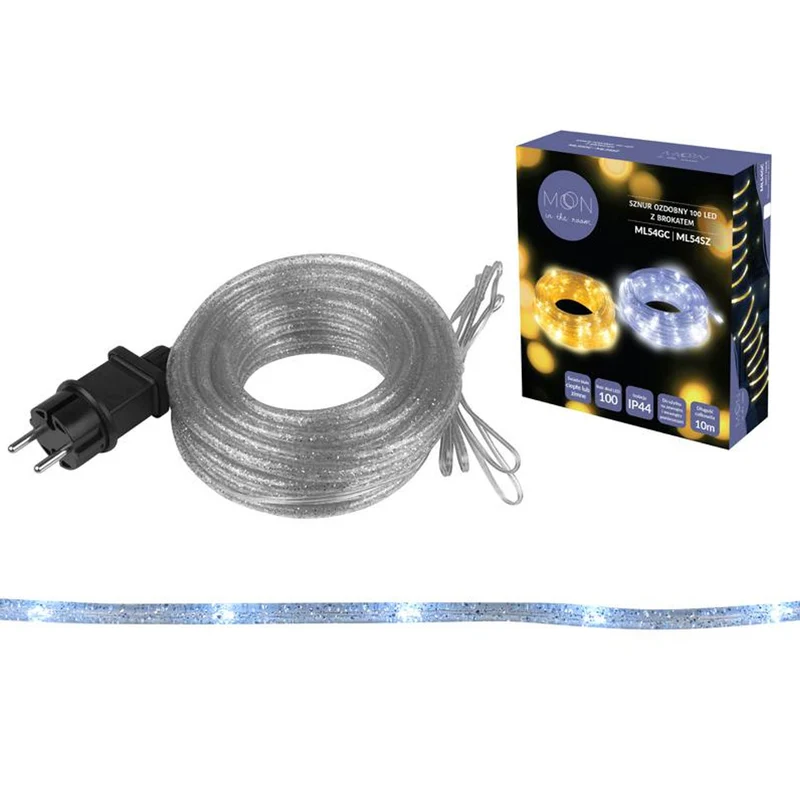 Moon in the Room Illuminazione natalizia Catena di luci 100 LED Cavo con lampade d'argento glitterato Bianco freddo