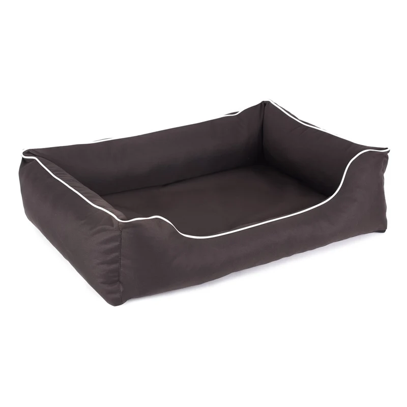 Valencia Letto ortopedico per cani, colore marrone con finiture bianche 80x60 cm