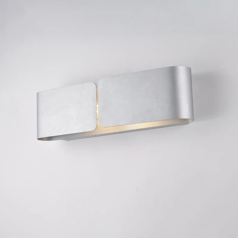 Applique Ferro Laccato Bianco Decor Argento 2 Luci 12x45x10 cm