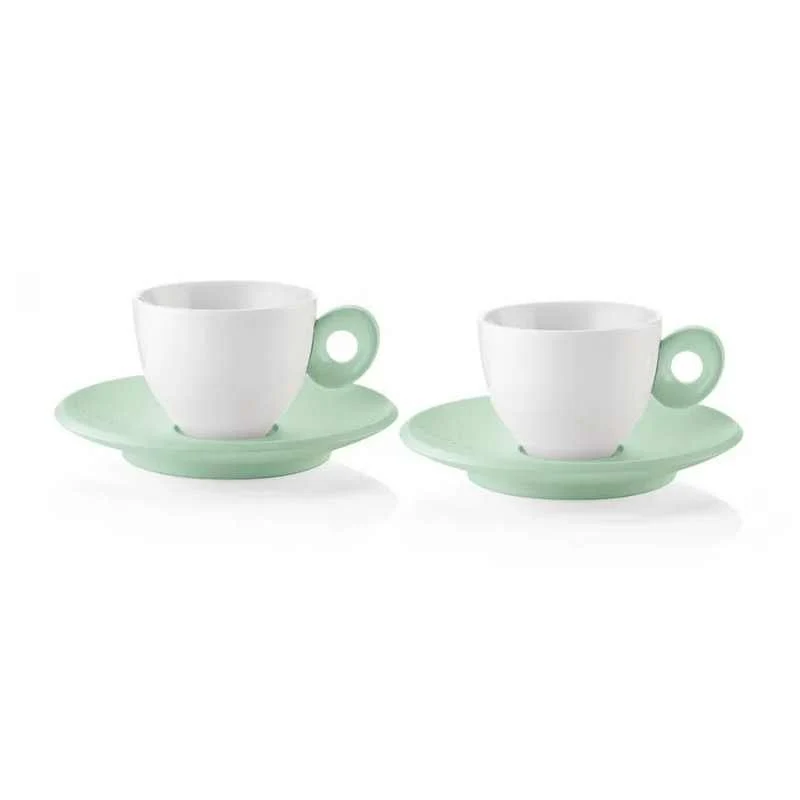 Tazzine caffè con piattino verde malva