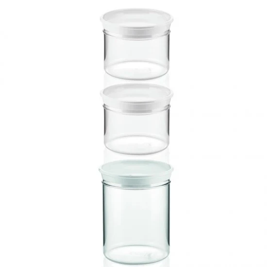 Set di 3 barattoli con tappo bianco