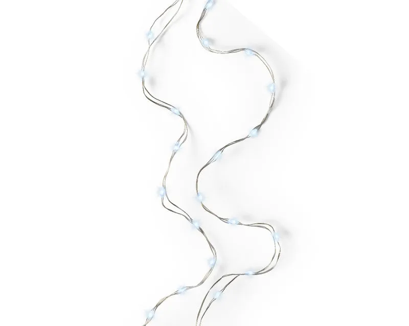 Micro luci LED fisse 195 cm, 40 Led argento