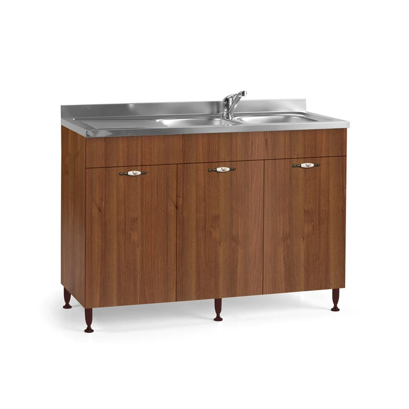 Sottolavello cucina noce antico 3 ante reversibile 120x50xH 85