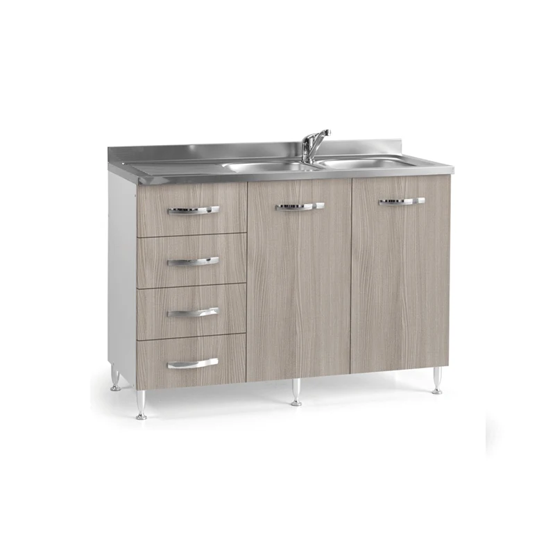 Sottolavello cucina Bianco 2 ante Olmo c-cassettiera SX 120x50xH 85