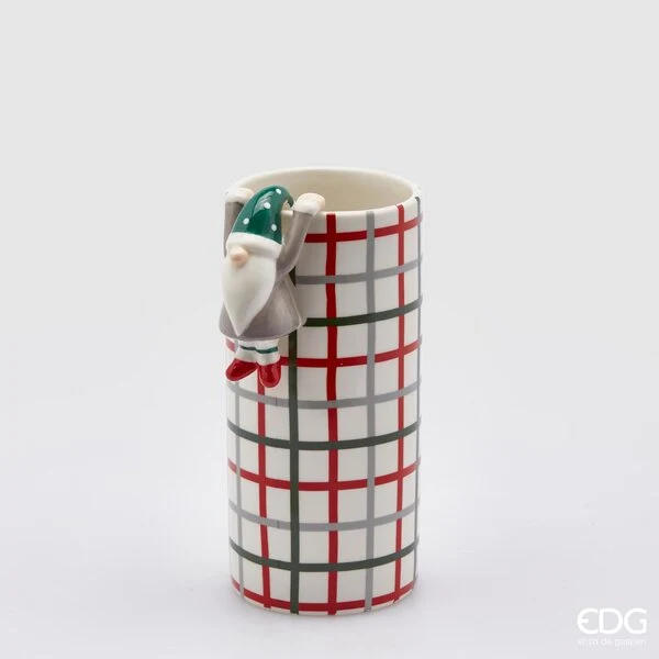 Vaso cilindrico Babbo Natale 20x9 cm