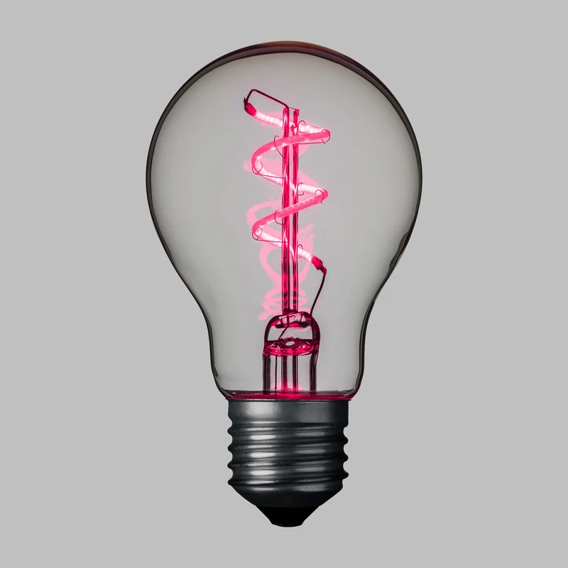 Lampada E27 36V goccia spiral 60mm Rosa
