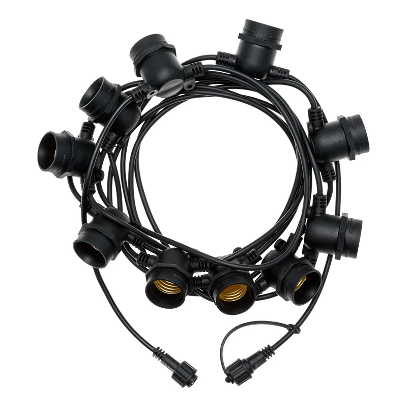 Catena luminosa 5m con 10 portalampada E27 – Cavo nero