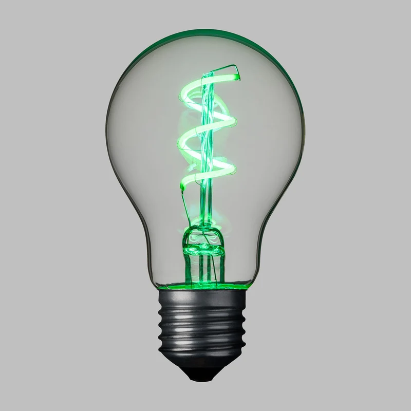 Lampada E27 36V goccia spiral 60mm Verde