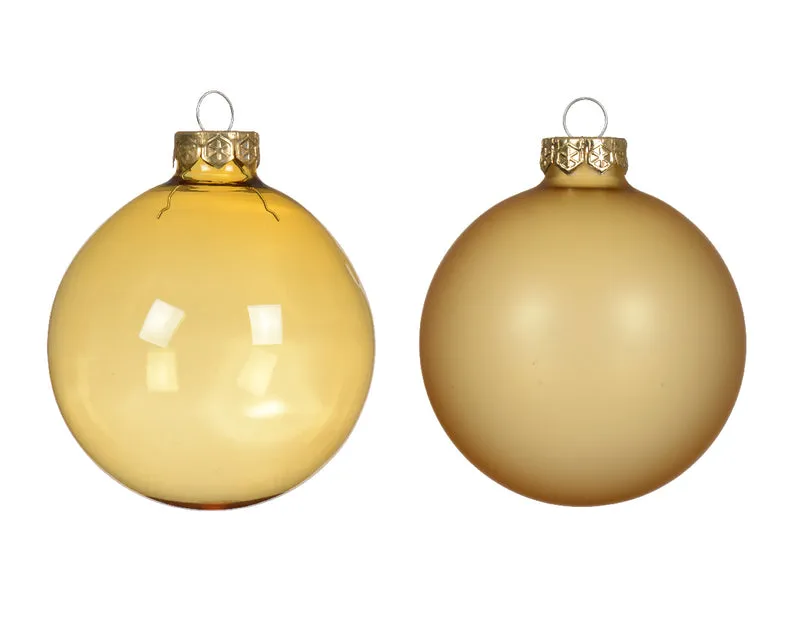Palline di vetro oro chiaro 8cm mix 4 pz