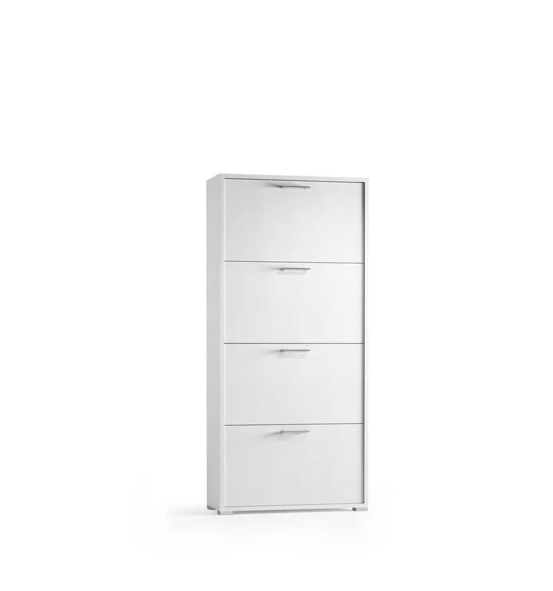 Scarpiera Doppia Profondità 4 Ante Fino A 18 Paia Bianco/Bianco