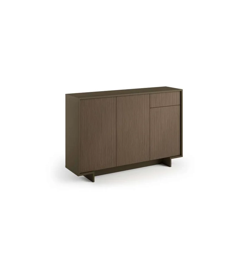 Madia Slim 3 Ante, 1 Cassetto, 3 Ripiani Interni, Bronzo Cannetè Scuro