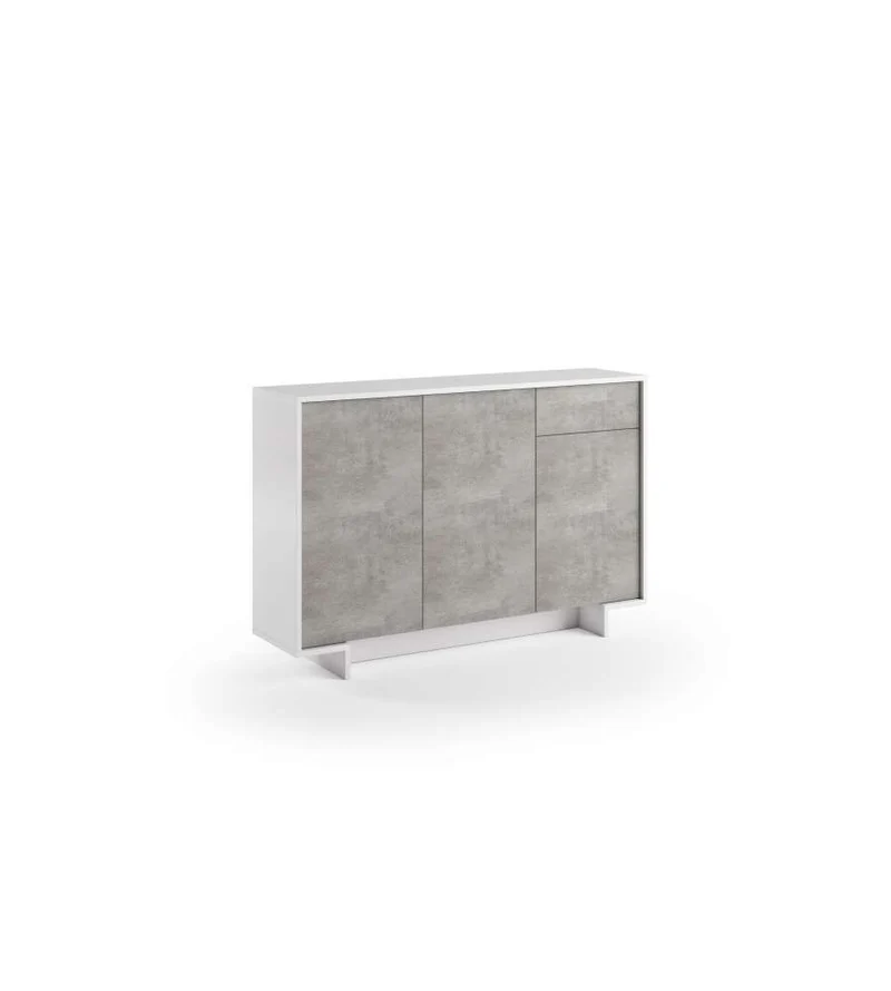Madia Slim 3 Ante, 1 Cassetto, 3 Ripiani Interni, Bianco Cemento