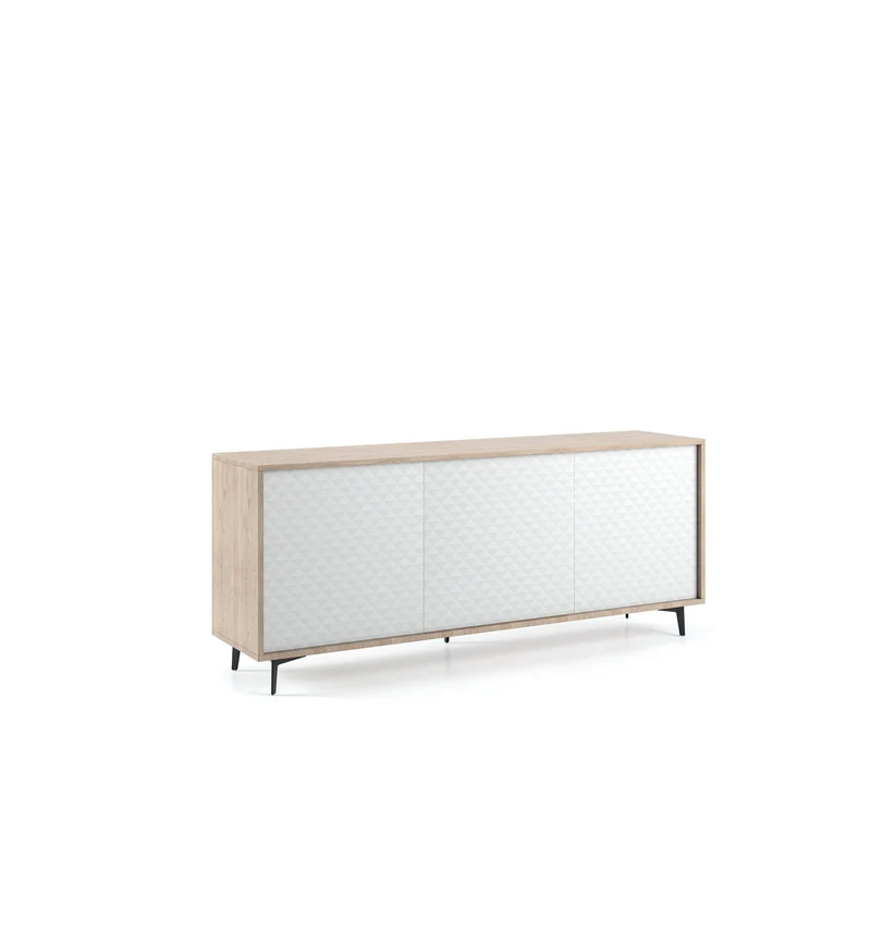 Madia Con Struttura Rovere e Ante Bianco Dama, Apertura Push