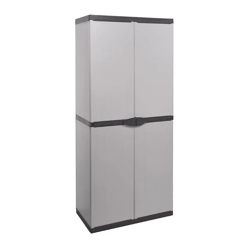 Armadio in resina con 4 ripiani e 2 ante, 68 x 39,5 x H168 cm
