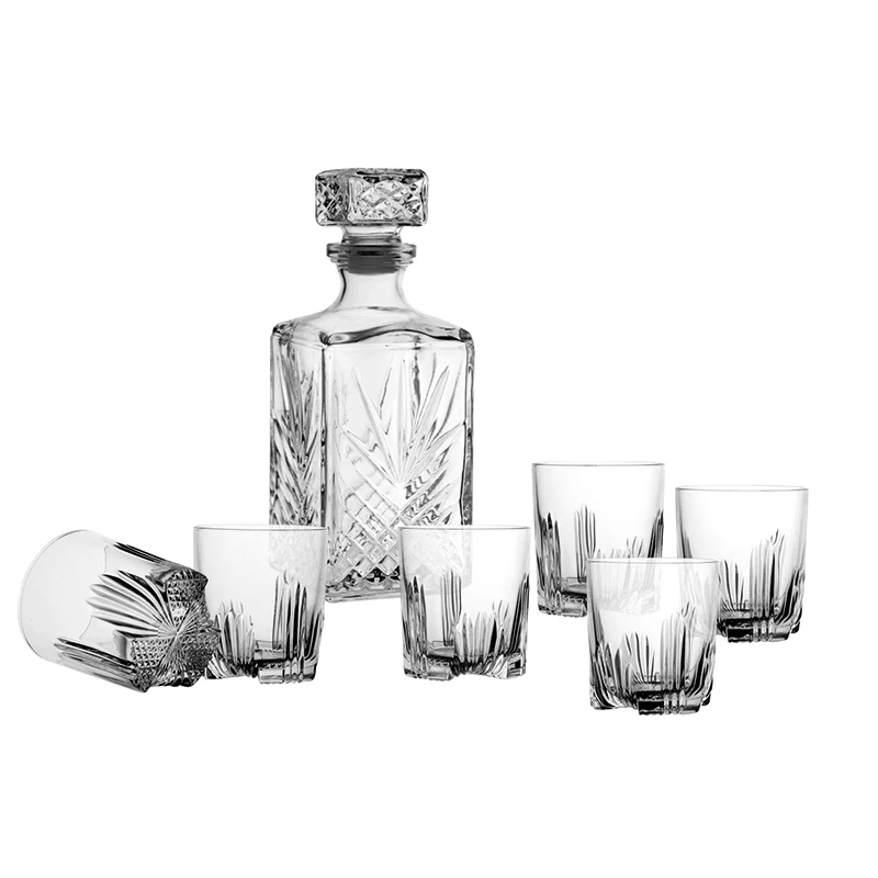 Set Whisky Selecta - Decanter Quadrato e 6 Bicchieri - Capacità 100 cl e 28,5 cl - Lavabile in Lavastoviglie