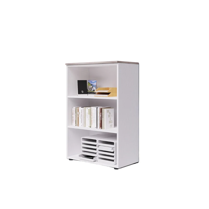 Modulo da ufficio a giorno tre vani con top colore Olmo H129x90x45cm