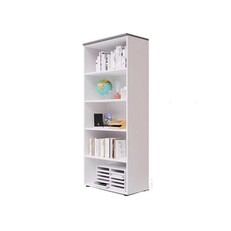 Libreria da ufficio a giorno con top colore Cemento H212x90x45cm