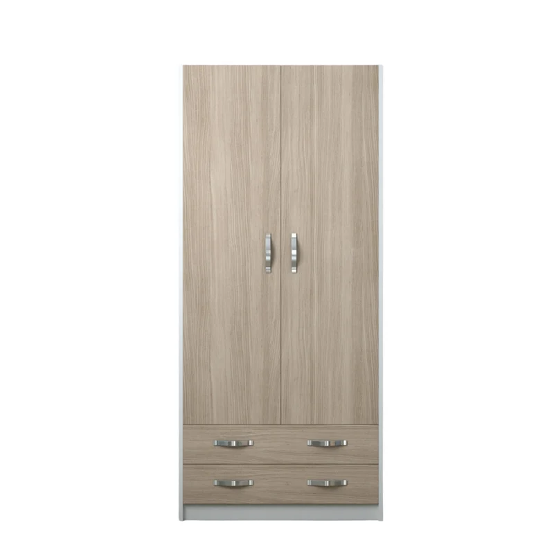 Armadio due ante con cassetti colore Olmo struttura Bianco H210x90x52cm