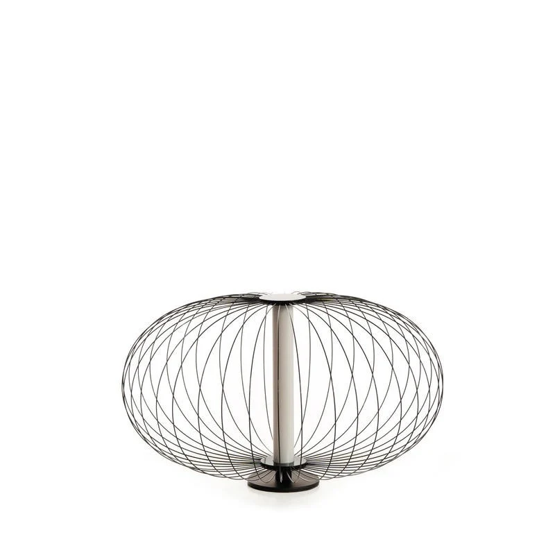 Lampada da tavolo led paralume in acciaio nero lucido 50x50xh. 29 cm