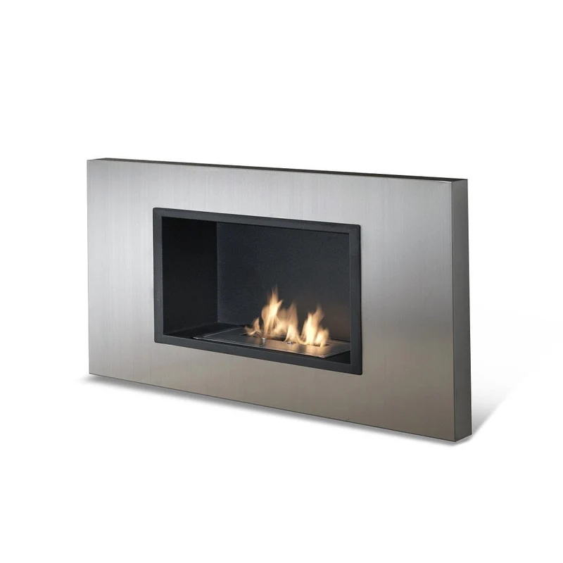 Biocamino design da parete bioetanolo grigio cromo cm 78 x 17 x h 54