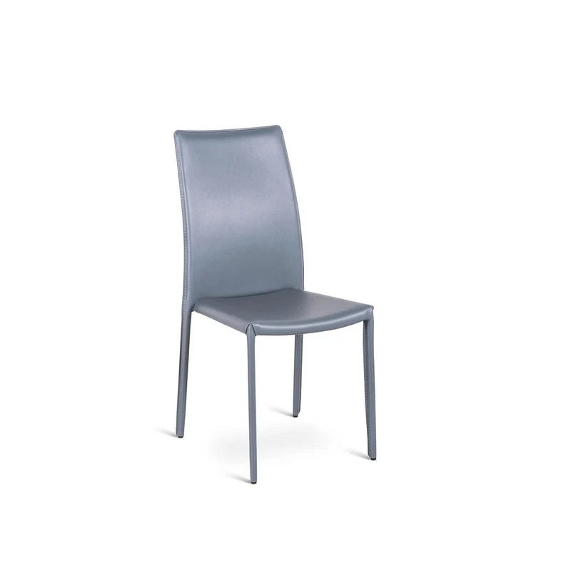4xSedia in similcuoio grigio scuro struttura in metallo rivestito 41x4h.95 cm