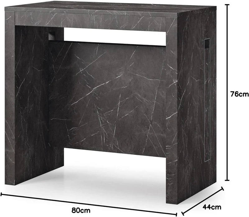 Tavolo Consolle Trasformabile Marmo Nero 80x44/186x76 cm