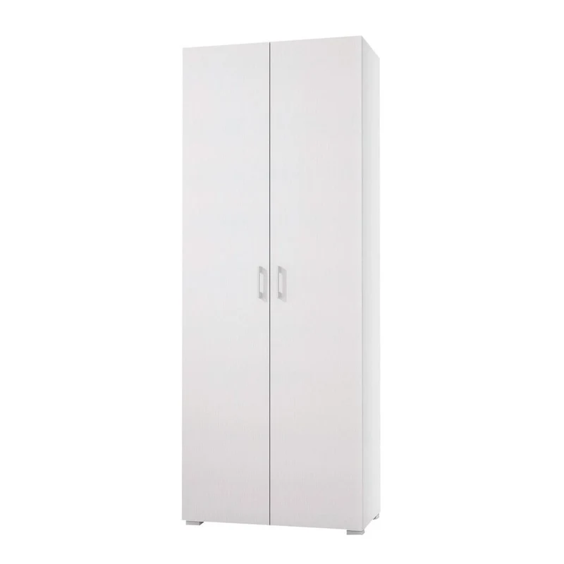 Armadio Multiuso Con 2 Ante 1 Cassetto E 6 Ripiani Interni bianco ante bianco