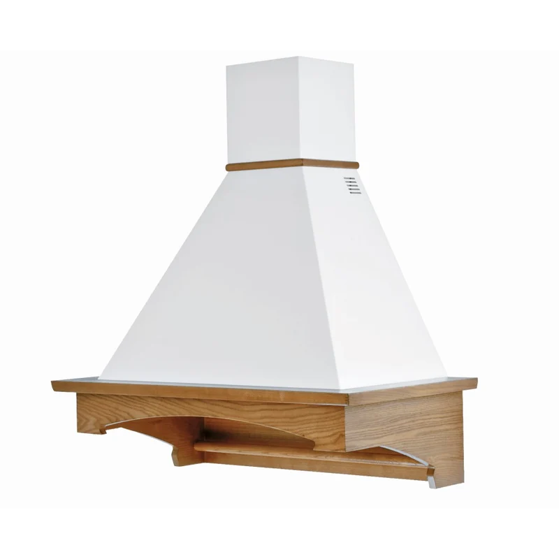 Cappa Cucina Rustica Bianca VIENNA Cornice Legno Intarsio Noce 90cm