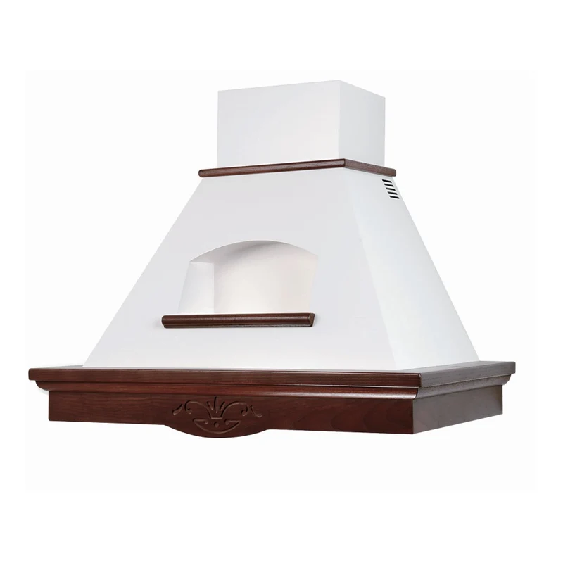 Cappa Cucina Rustica Bianca TOSCA Cornice Legno Intarsio Tabacco 120