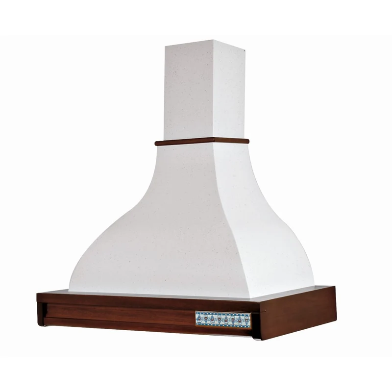 Cappa Cucina Rustica Bianca TAORMINA Cornice Legno Intarsio Tabacco 90