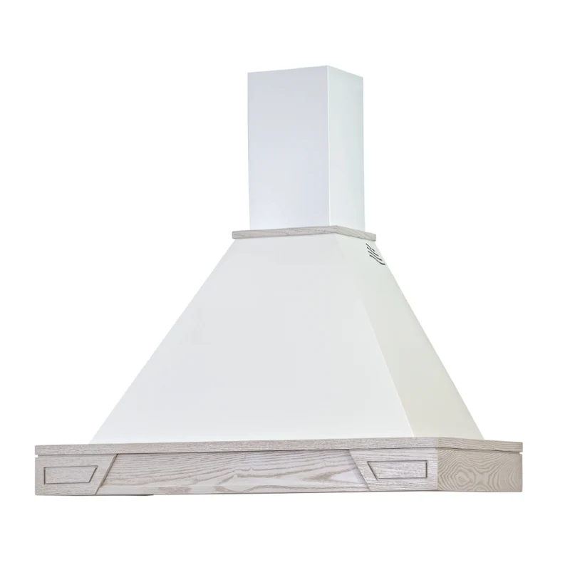 Cappa Cucina Rustica Bianca GINEVRA Cornice Legno Cenere 60 cm
