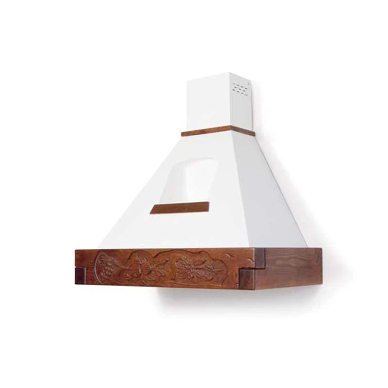 Cappa Cucina Rustica EPOQUE Bianca con Cornice Legno Tabacco 90 cm