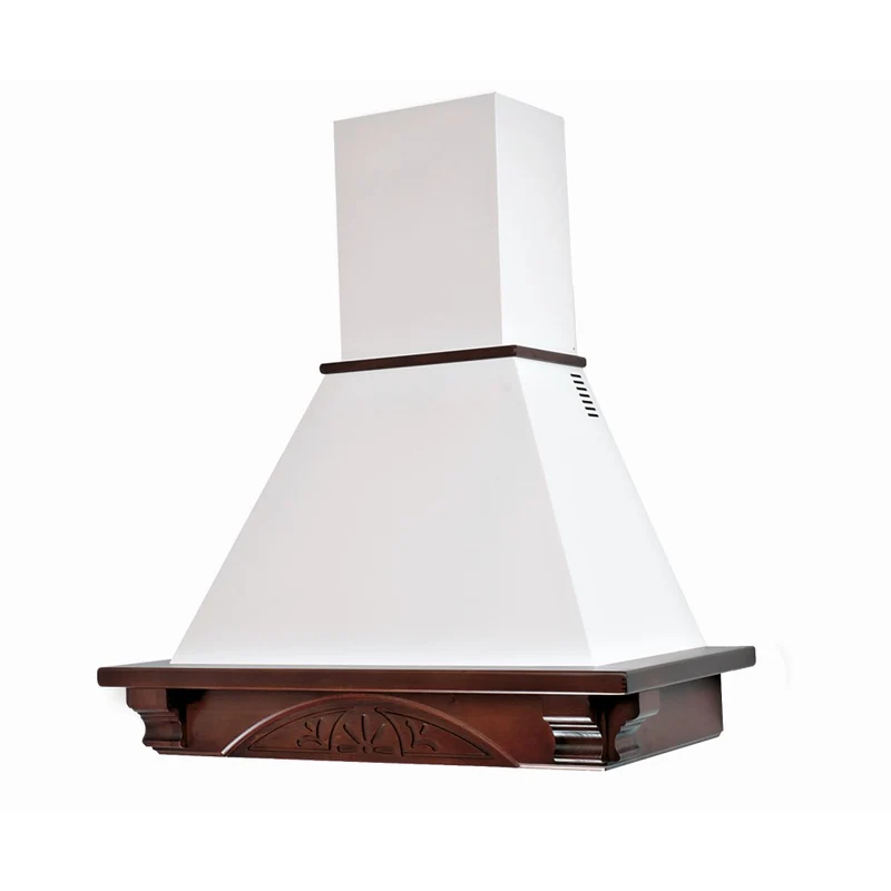 Cappa rustica bianca DOLCE VITA con cornice legno tabacco 120 cm