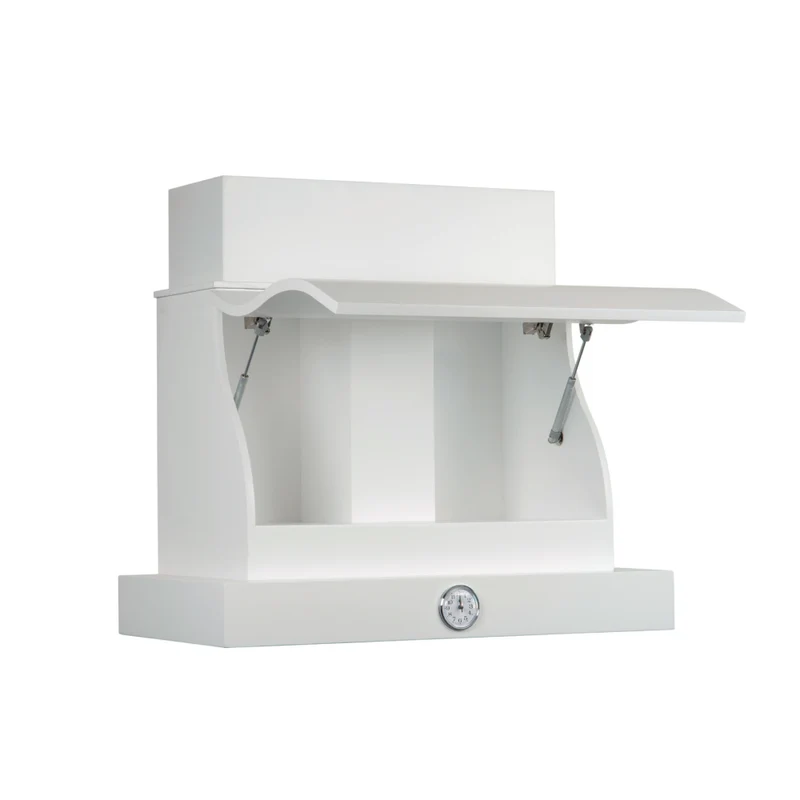 Cappa cucina rustica bianca con cornice in legno e orologio 120 cm