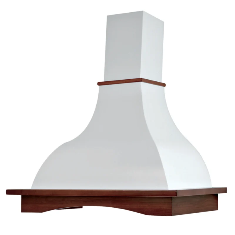 Cappa aspirante PROVENZA inox bianca cornice legno tabacco 120 cm