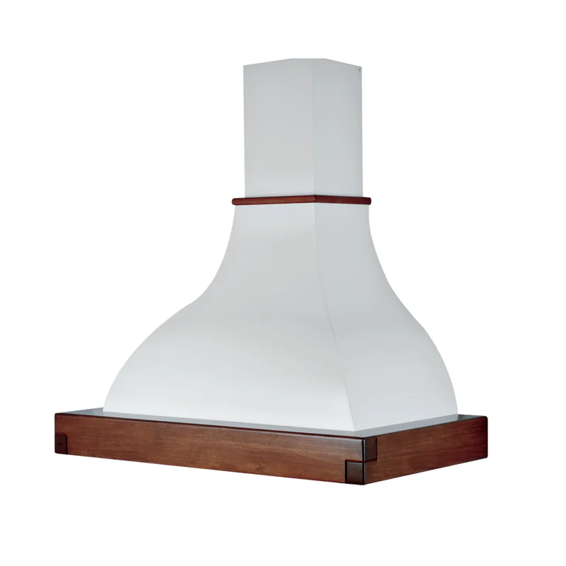 Cappa LALLA inox bianca cornice legno tabacco 90 cm
