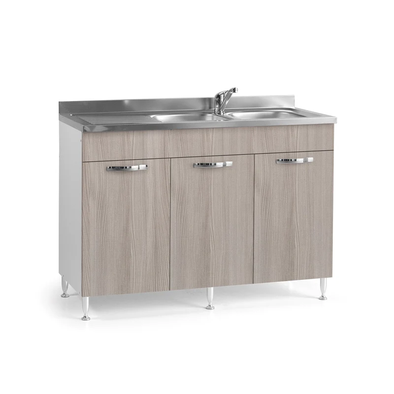 Sottolavello cucina con 3 ante Olmo reversibile 120x50xH 85