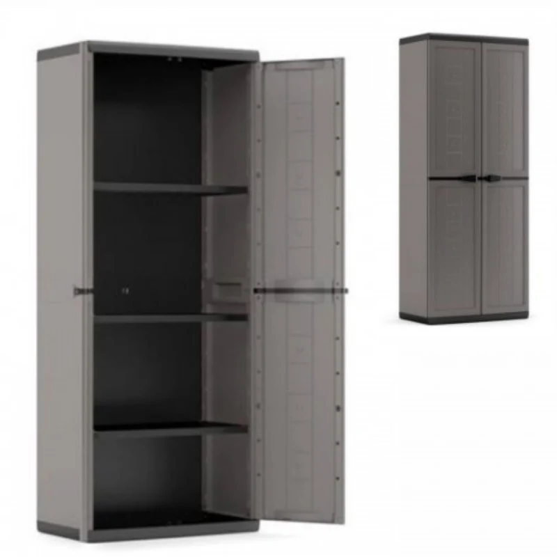 Armadio Alto JOLLY resina ripiani regolabili Grigio/Nero 68x39x166 cm