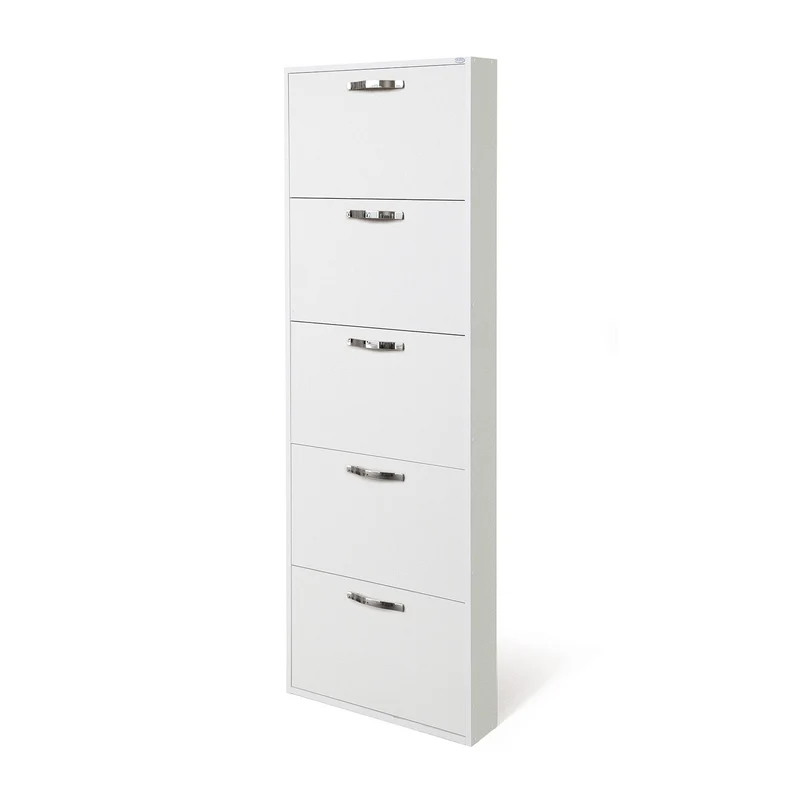 Scarpiera Slim Serena con 5 Ribalte Bianco H.180x65x15 cm