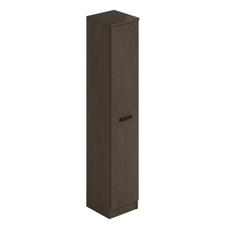 Scarpiera In Legno Fango Con Un'anta E 6 Ripiani, H182x36x38 cm